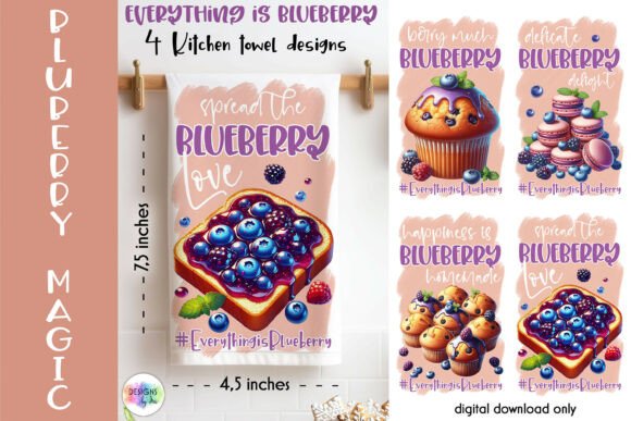 Download Blueberry Kitchen Towels Designs, Baking - Berry Collection