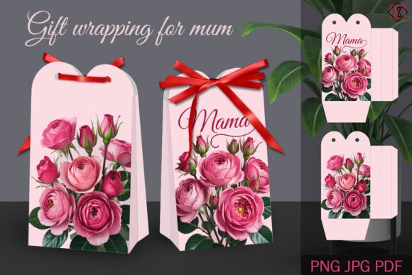 Download Gift Bag with Roses for Mum / Paper Craf - Gift Collection