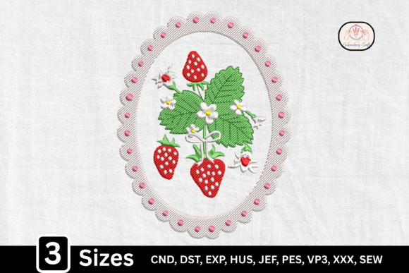 Download Floral Strawberry Oval Monogram Frame - Berry Collection