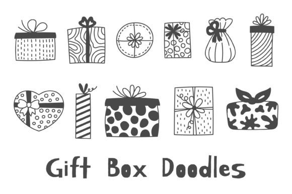 Download Gift Box Doodles Line Present Clipart - Gift Collection