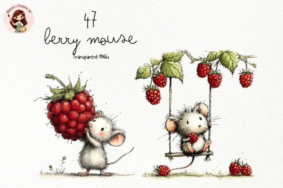 Download Cute Berry Mouse Watercolor PNG Clipart - Berry Collection