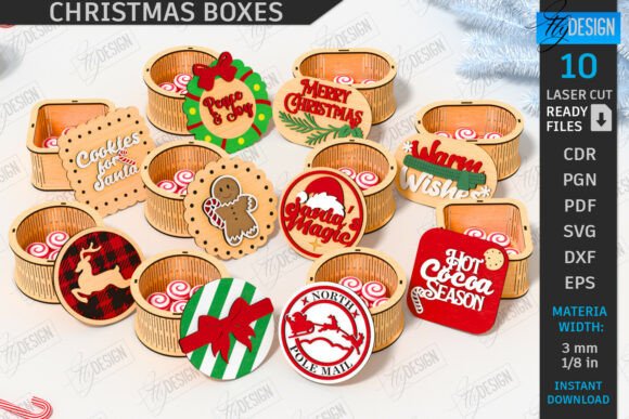 Download Christmas Gift Boxes Laser Cut Bundle - Gift Collection