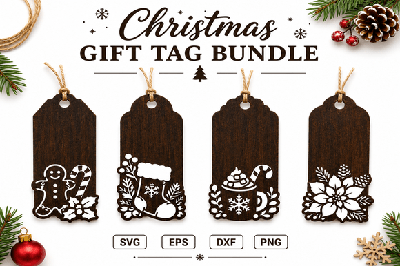 Download Christmas Gift Tag Laser Cut File Bundle - Gift Collection