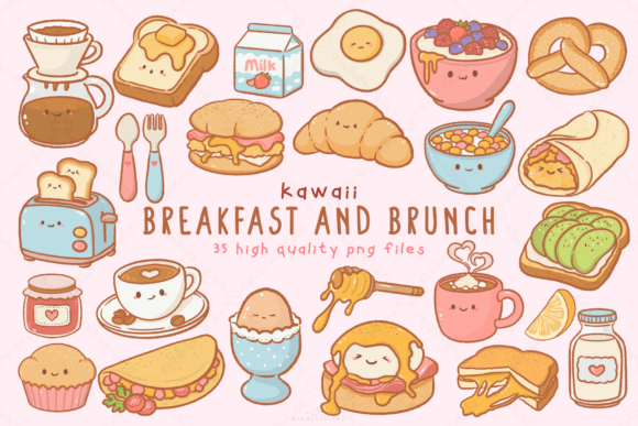 Download Kawaii Breakfast and Brunch Clipart - Brunch Collection